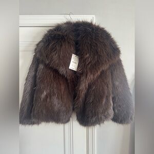 NWT Zara Brown Faux Fur Coat